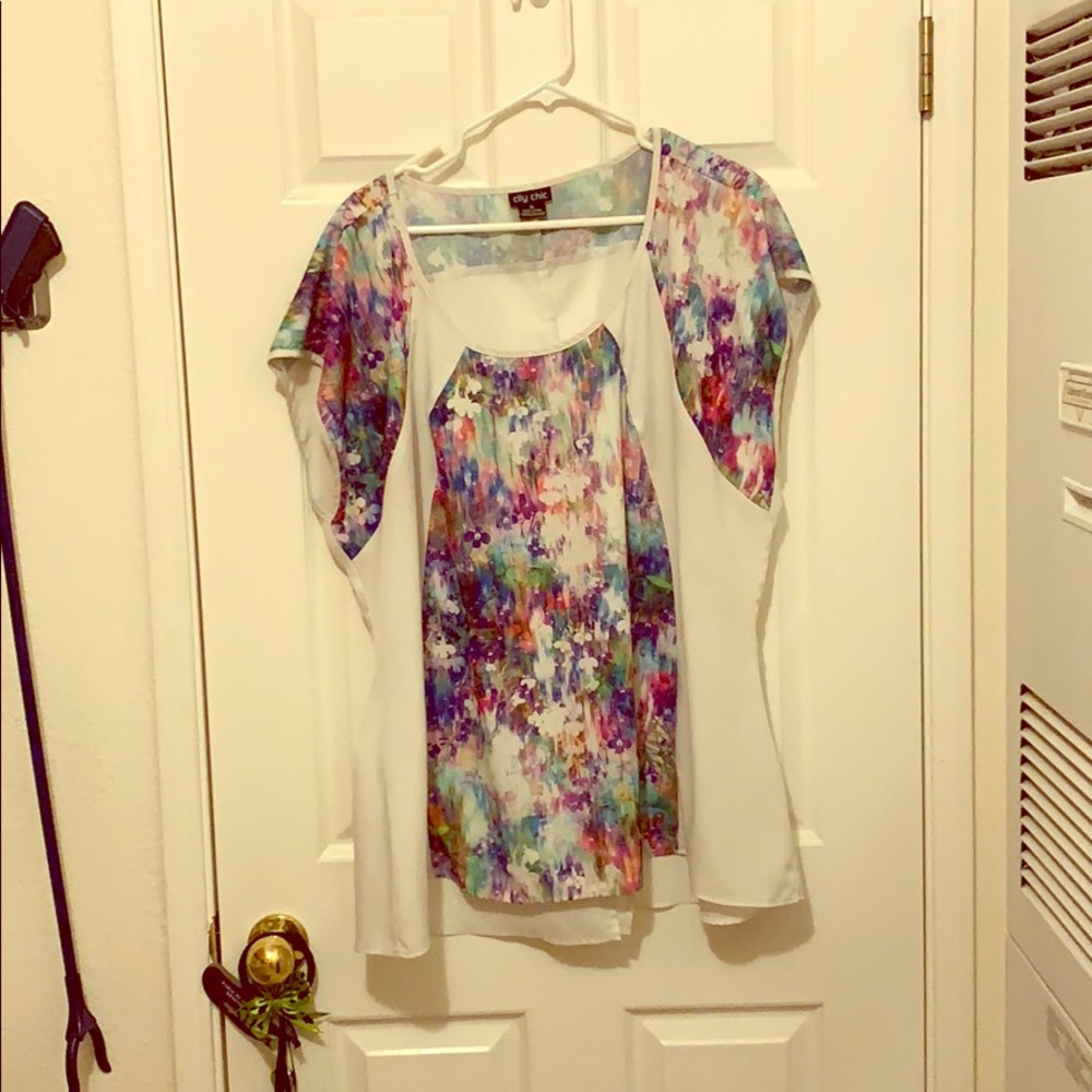 City Chic Neon Bright Floral Blouse